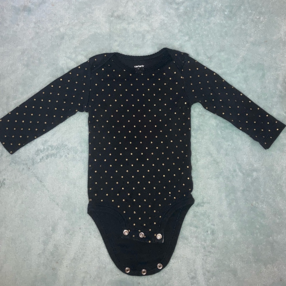 Carter's Black and Gold Polka Dot Kids Onesie
